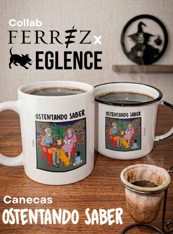 Caneca Esmaltada - Collab Ferréz + Eglence - Ostentando Saber