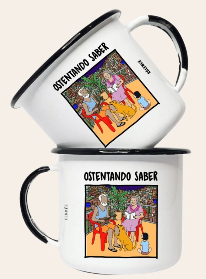 Caneca Esmaltada - Collab Ferréz + Eglence - Ostentando Saber